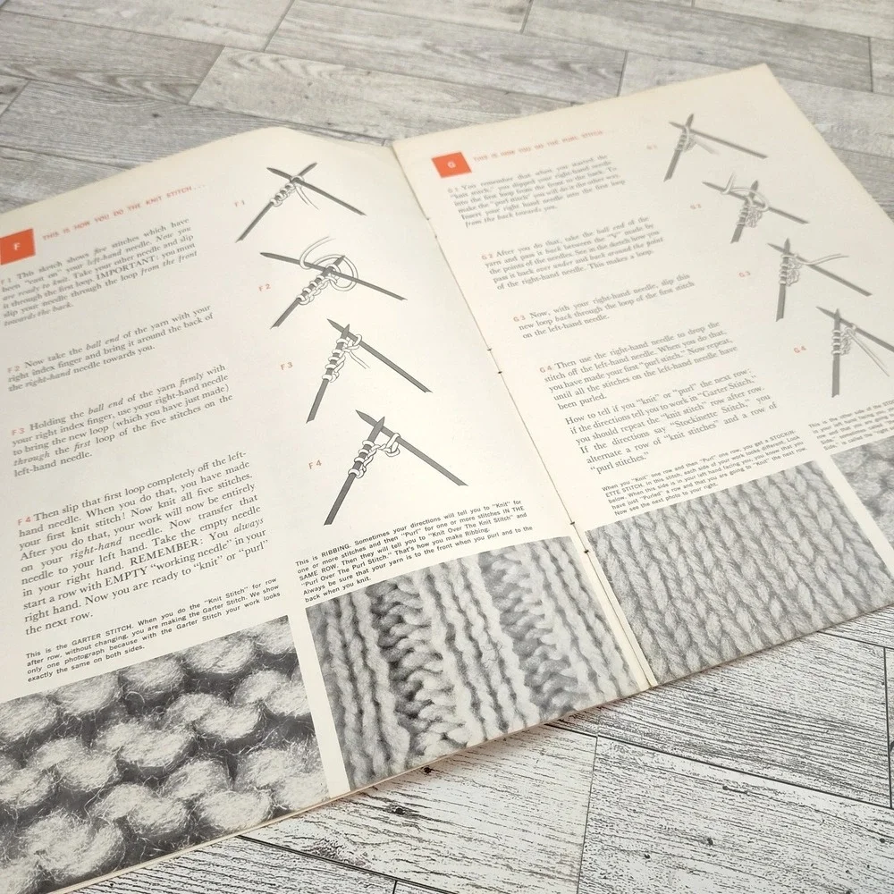 Bernat Learn to Knit‎ 1965 Book 127 Craft Booklet Patterns Retro Knitting Craft